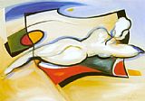 Alfred Gockel Famous Paintings - Nude On Beach